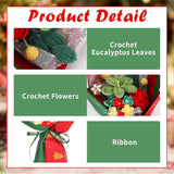 Christmas Crochet Flower Bouquet, Handmade Knitted Flowers Christmas Bouquet With Exquisite Wrap Crochet Flower Arrangements For Xmas Home Party Holiday Decor