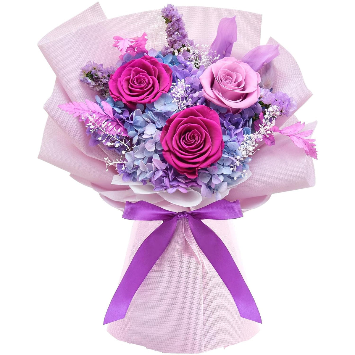 Preserved Flowers Bouquet, Flowers For Delivery,Handmade Purple Rose Bouquets Lasting 3-5 Years, Luxury Gift Box,Birthday Flowers Gifts For Women Mom Grandma Wife Friends