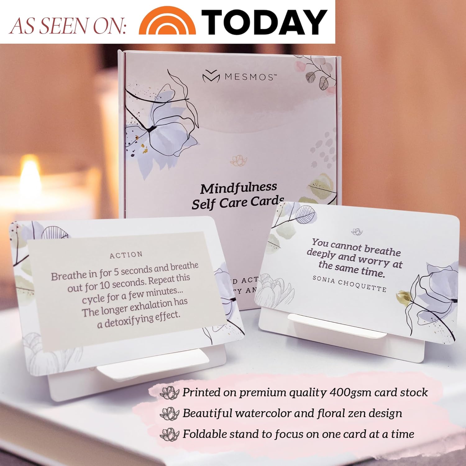 52 Mindfulness Cards With Action Plans. Relaxation Stress Relief Gifts For Women, Positive Affirmation Cards, Anxiety Relief Items, Meditation Self Care Kit, Relaxing Spiritual Gifts For Women
