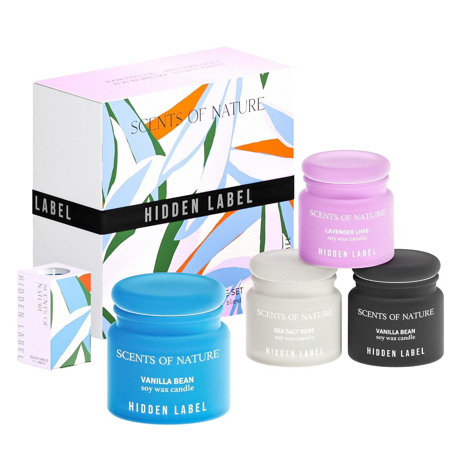 Scented Candles Gifts For Women, 4 * 3 Oz Small Soy Candle Set, 4 Pack Candle Gift Set For Mom Sister Girlfriend, Ideal Gifts For Women (Vanilla Bean,Beach,Lavender, Rose)