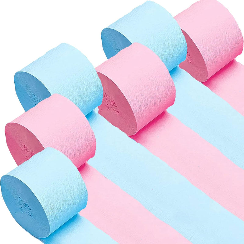 Gender Reveal Party Pink Blue Decorations Streamers 6 Rolls (4.5Cm X 2