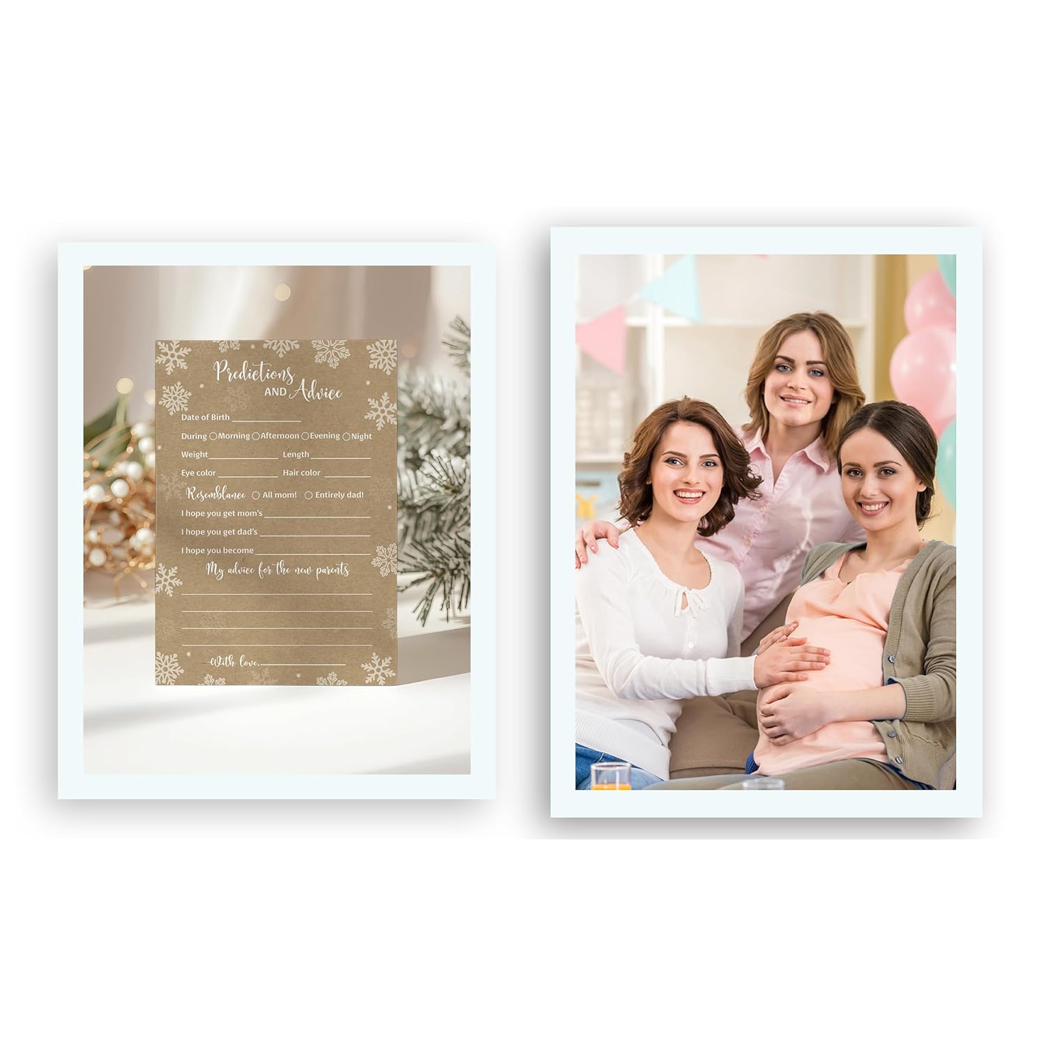 Snowflakes Prediction And Advice Cards - Pack Of 25 - Winter Wonderland Gender Reveal Baby Shower Game Wishes For Mommy & Daddy Message Baby It’S Cold Outside Activity Keepsake Frost Holiday G782-Pdav