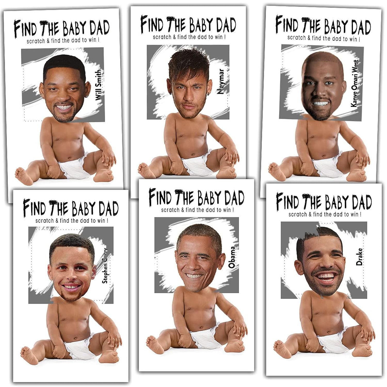 Baby Shower Games – Find The Baby Dad Scratch Off Celebrity Cards, Baby Shower Party Games Supplies – 36 Cards(Ba02-Heir)