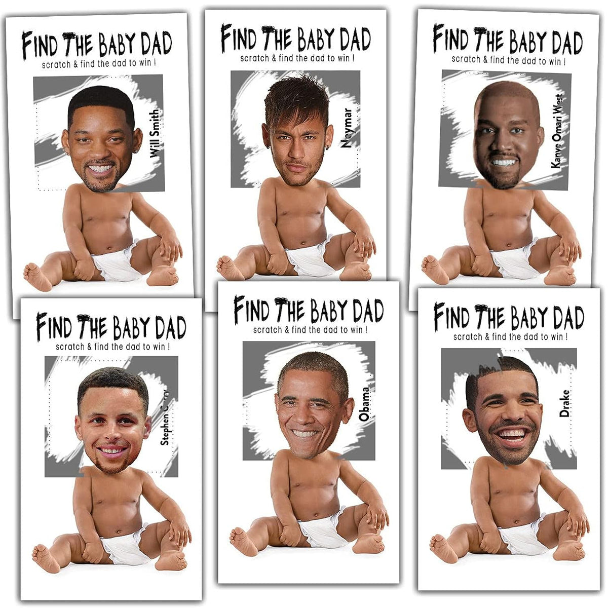 Baby Shower Games – Find The Baby Dad Scratch Off Celebrity Cards, Baby Shower Party Games Supplies – 36 Cards(Ba02-Heir)