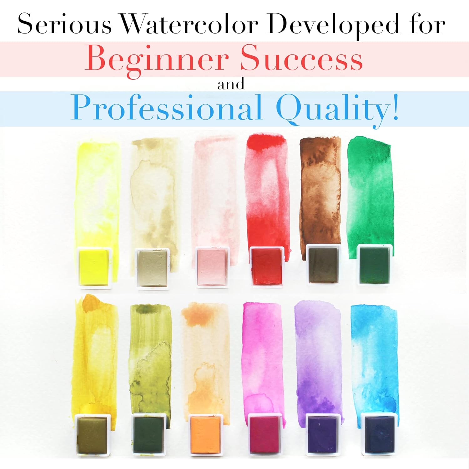 Professional Watercolor Paint Set By Kristy Rice | 12 Unique Water Colors In Inspirational Watercolor Tin W/Removable Tray | Travel Watercolor Set | Paint Palette With Lid