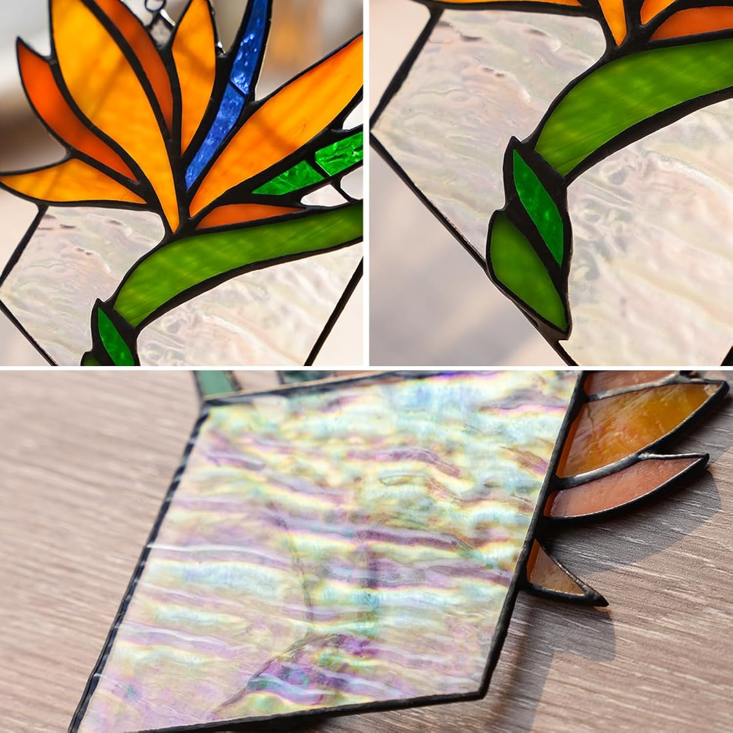 Bird Of Paradise Flower Decor Stained Glass Window Hanging,Artificial Flowers Gift For Women Stained Glass Suncatcher,Bird Of Paradise Flower Gift For Mom Aunt Sister Friends
