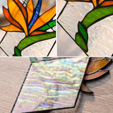 Bird Of Paradise Flower Decor Stained Glass Window Hanging,Artificial Flowers Gift For Women Stained Glass Suncatcher,Bird Of Paradise Flower Gift For Mom Aunt Sister Friends