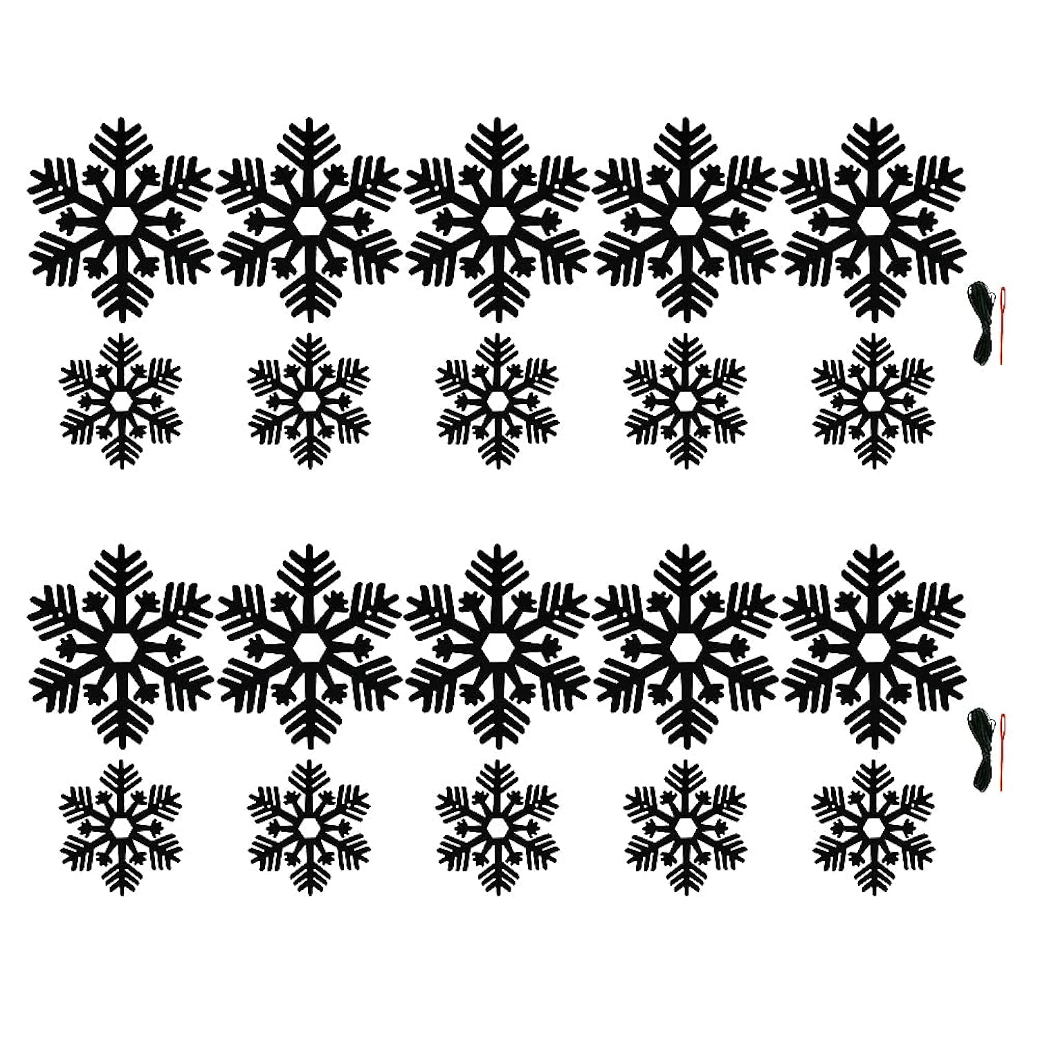 2 Pack Black Snowflake Garland Felt Black Snowflakes Banner Christmas Gothic Winter Holiday Themed Party Decorations Supplies