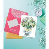 3D Pop-Up Daisy Bouquet Card White Daisies Birthday Card For Women Mother'S Day Floral Greeting Card For Get Well Soon Thinking Of You Anniversary Thank You Spring Gift