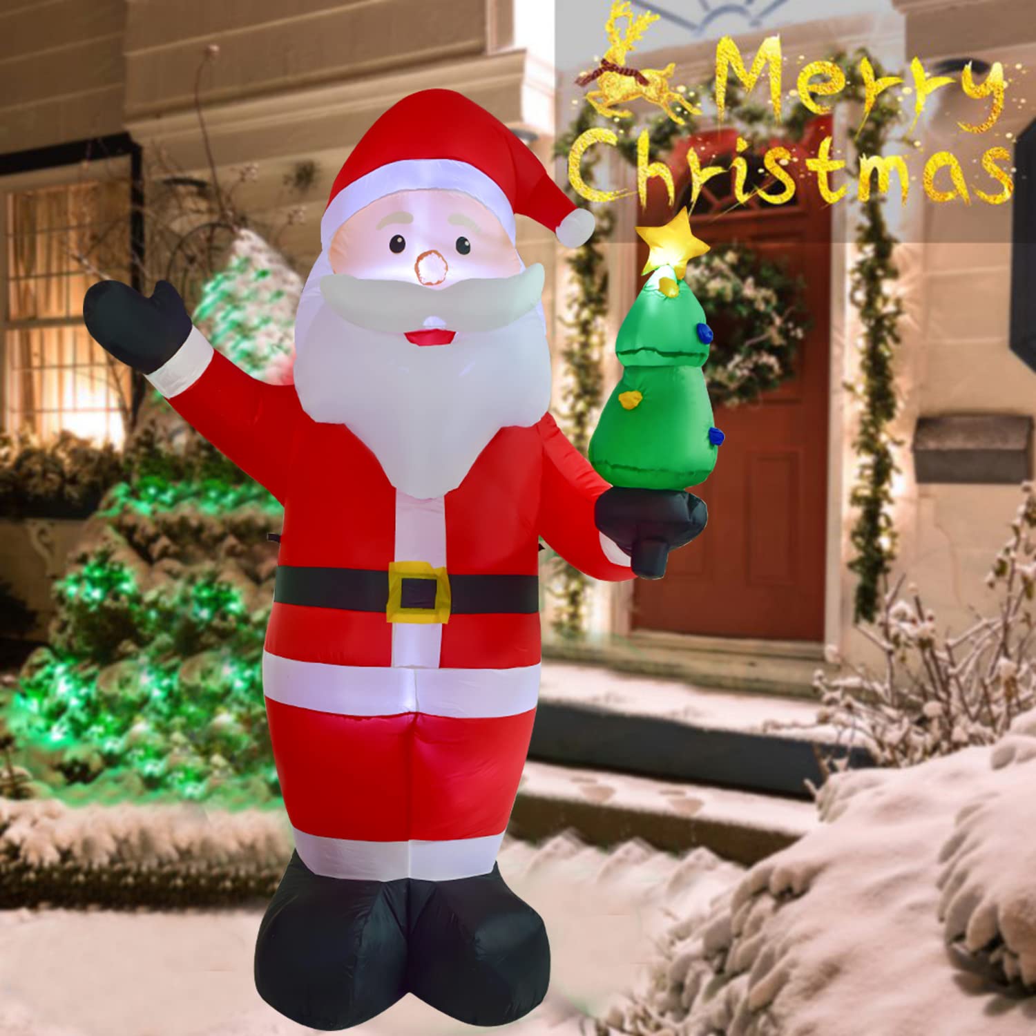 8 Ft Inflatable Christmas Santa Claus With Led Light Xmas Holiday Blow Up Family Party Decoration Yard Lawn Favors Indoo