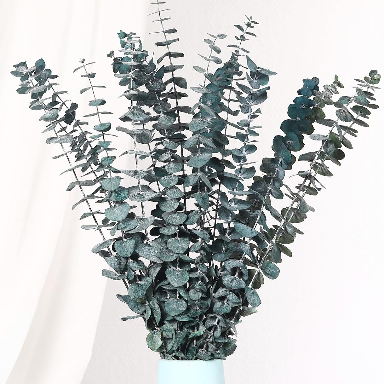 20 Pcs Dried Eucalyptus Stems, 17'' Natural Real Live Blue Eucalyptus Leaves Branches Hanging Shower, Preserved Dried Plants For Spa Home Fragrance Bathroom Table Vase Decor