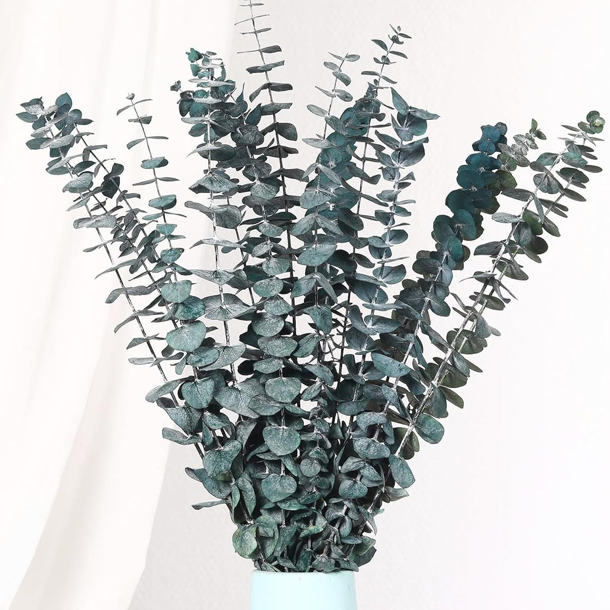 20 Pcs Dried Eucalyptus Stems, 17'' Natural Real Live Blue Eucalyptus Leaves Branches Hanging Shower, Preserved Dried Plants For Spa Home Fragrance Bathroom Table Vase Decor