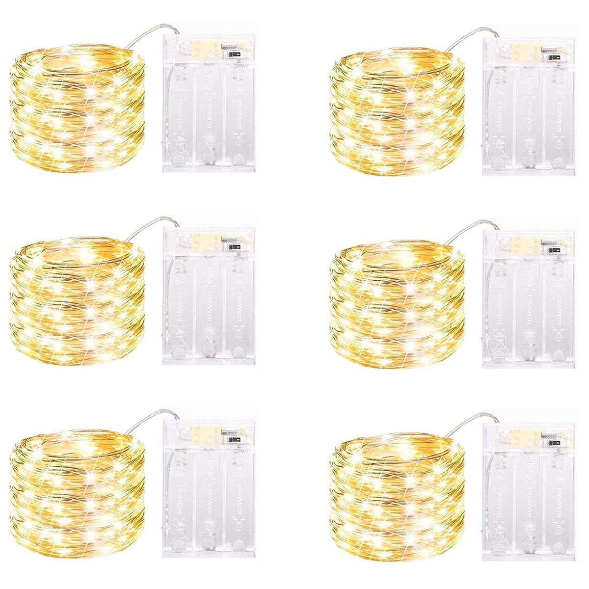 6 Pack Led Fairy Lights Battery Operated With Timer, 13Ft 40Led Waterproof Firefly Lights Silver Wire Mini Twinkle Strin