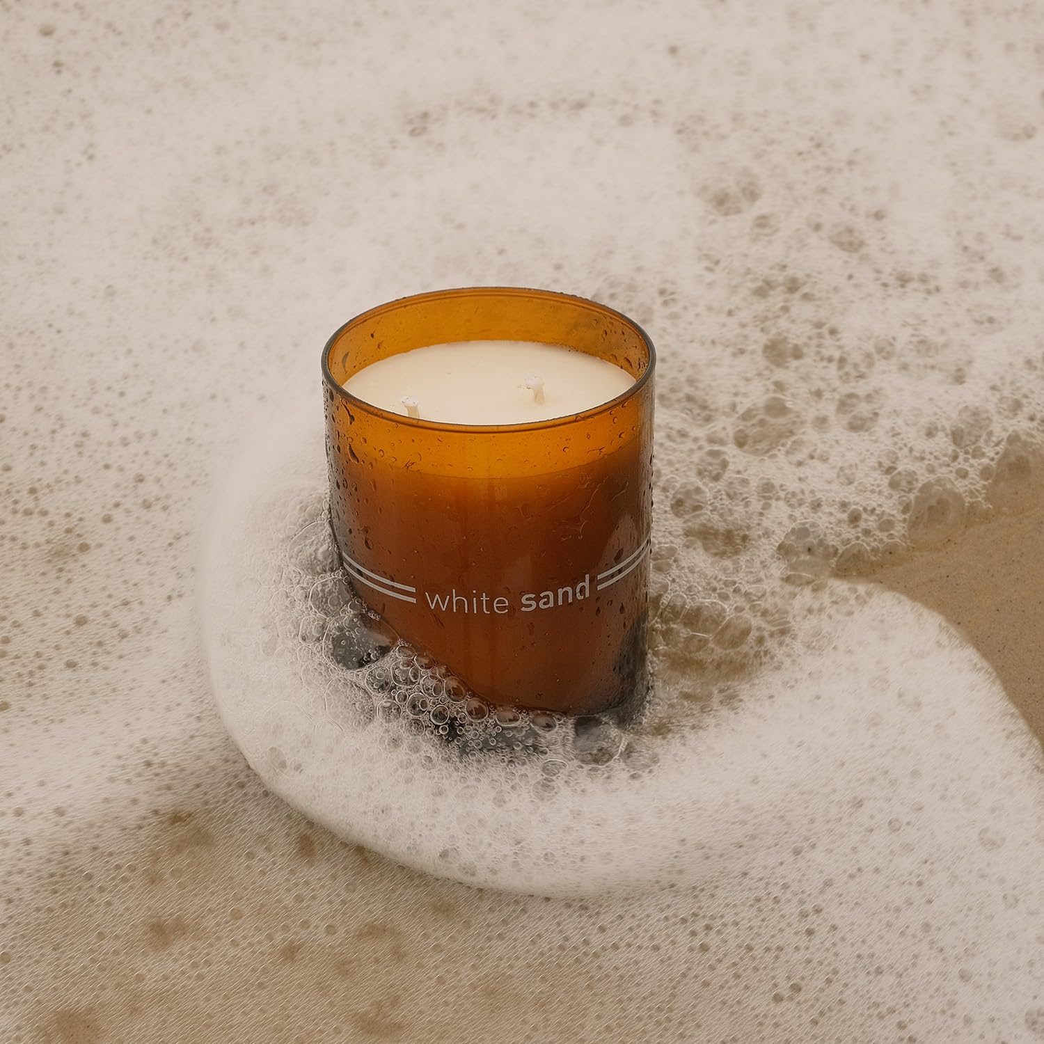 White Sand Scented Candle - Soy Wax Blend With Beach Inspired Fragrance - Long Lasting, Clean Burning Coastal Candle - Elegant Glass For Home Decor & Gifting | 9.5 Oz