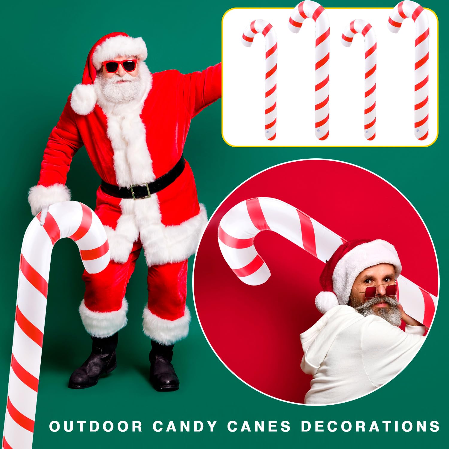 8 Pcs Christmas Inflatable Candy Canes Decorations Large Blow Up Candy Canes Balloons For Courtyard Yard Lawn Christmas