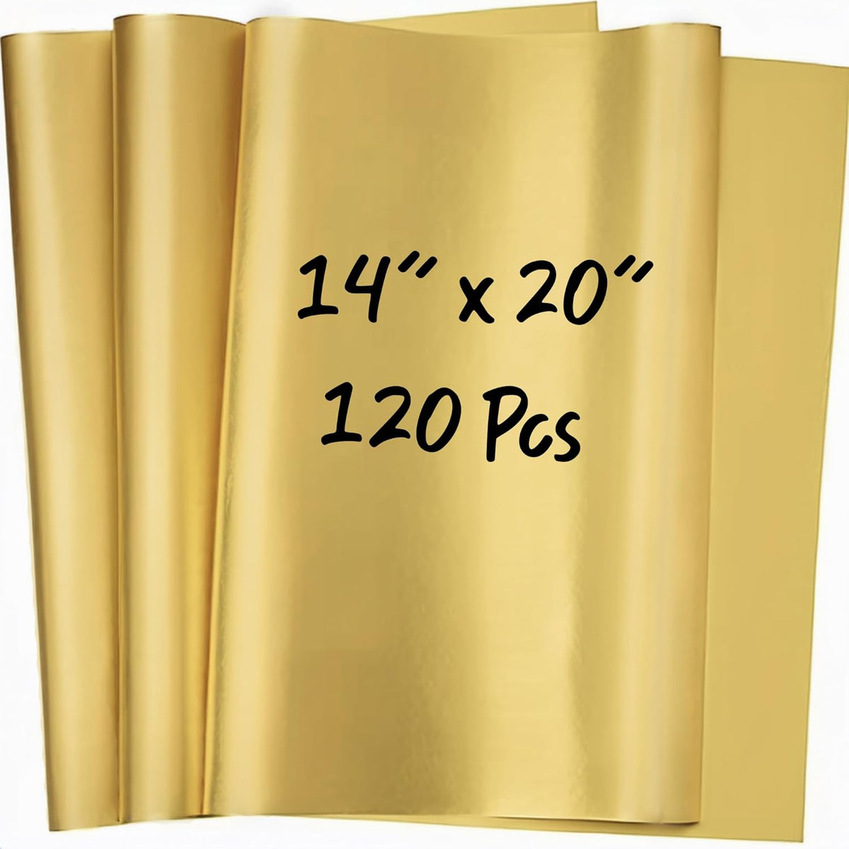 120 Sheets Metallic Gold Tissue Paper For Gift Bags 14" X 20" - Gift Wrapping Tissue For Christmas Gifts, Party & Wedding Decorations - Christmas Wrapping Paper For Holiday Xmas Décor