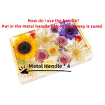 Large Silicone Tray Molds For Resin, 13.5"X9.5" Deep Rectangle Epoxy Tray Molds With 4Pcs Gold & Silver Handles, Resin Table Mold For River Board Table Diy Art Home Decoration