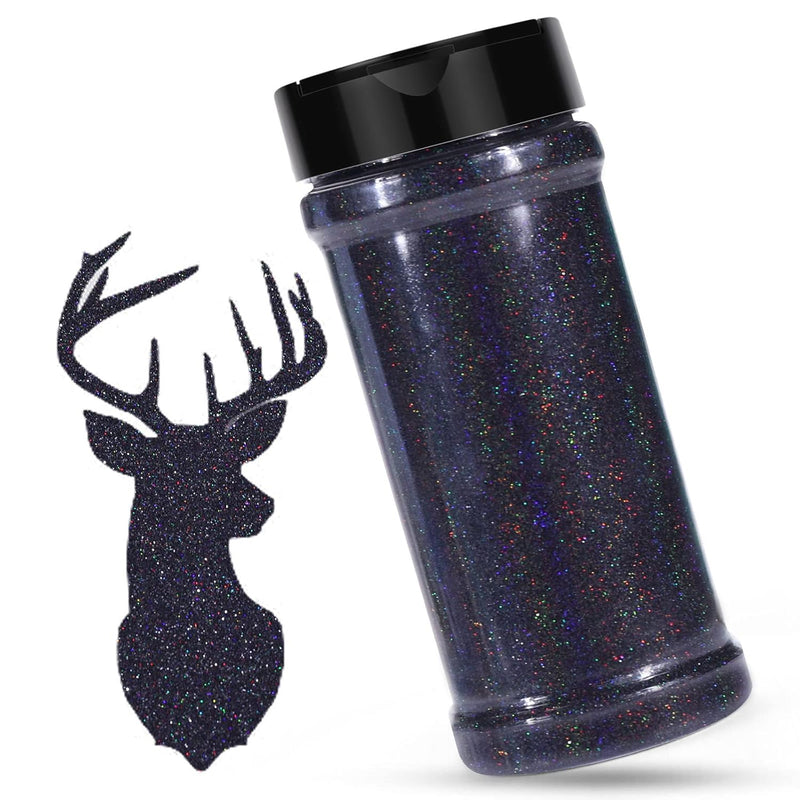 Holographic Fine Glitter Black - 200G/7Oz Extra Fine Glitter For Crafts, Shake