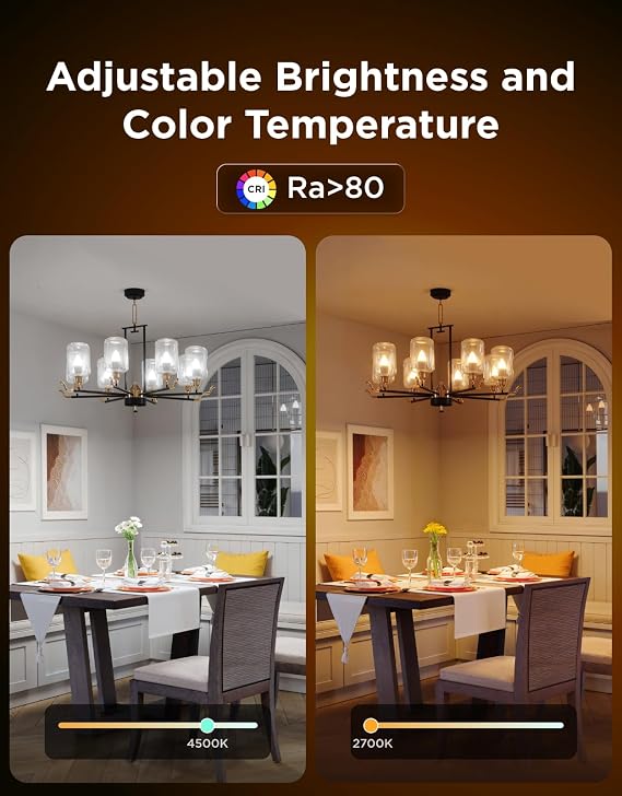E12 LED Smart Light Bulbs Color Changing Candelabra 450 LM 80 CRI 4 Pack