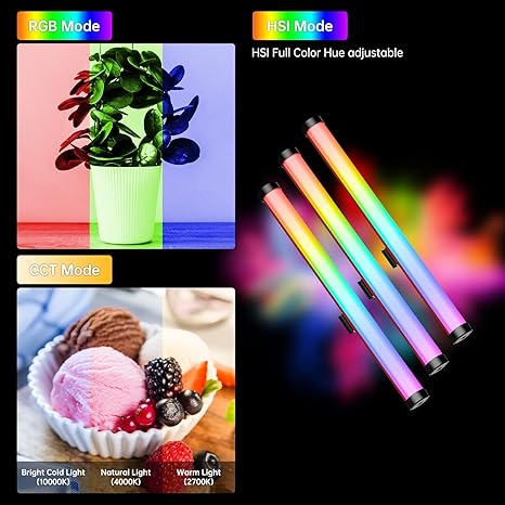 BD25R RGB Tube Light 25W Handheld Wand Full Color LED Video Light with App DMX Control