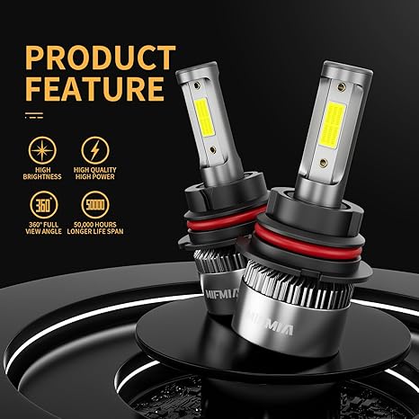 9007 HB5 LED Headlight Bulbs 6500K Cool White 36000LM Plug and Play IP68 Waterproof 2 Pack