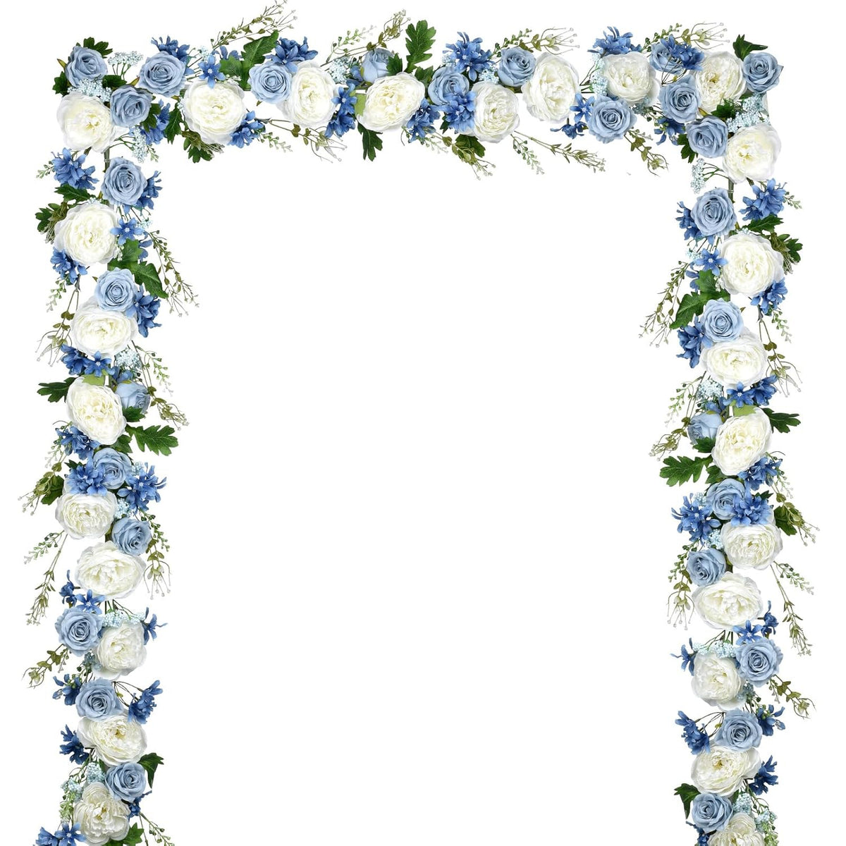 2 Pack Artificial Peony Flower Garland - 6Ft Silk Peony Red Flower Garland Arch Flower Vine For Wedding Party Table Decoration(Blue And White)