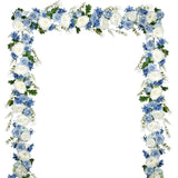 2 Pack Artificial Peony Flower Garland - 6Ft Silk Peony Red Flower Garland Arch Flower Vine For Wedding Party Table Decoration(Blue And White)