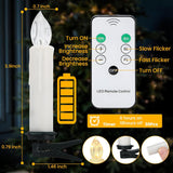 Christmas Trees Flameless Candles, 30Pcs Led Flickering Lights Battery Operated Candlesticks With Remote Timer/Clips, Warm White Window Taper Candles For Home Wedding Halloween Birthday Decor