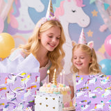 Reversible Unicorn Wrapping Paper With Foil Design, 17 Inch X 33 Feet - Purple Unicorn Gift Wrap With Gold Hearts For Girls Birthday, Baby Shower, Kids Party