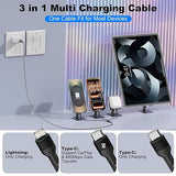2 Pack 4FT 3 in 1 Multi Charging Cable Braided USB C Lightning Charger for iPhone