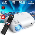 Y9 4K Netflix Projector, WiFi Bluetooth, 15000 Lumens, 30% Zoom, 2024 Upgrade