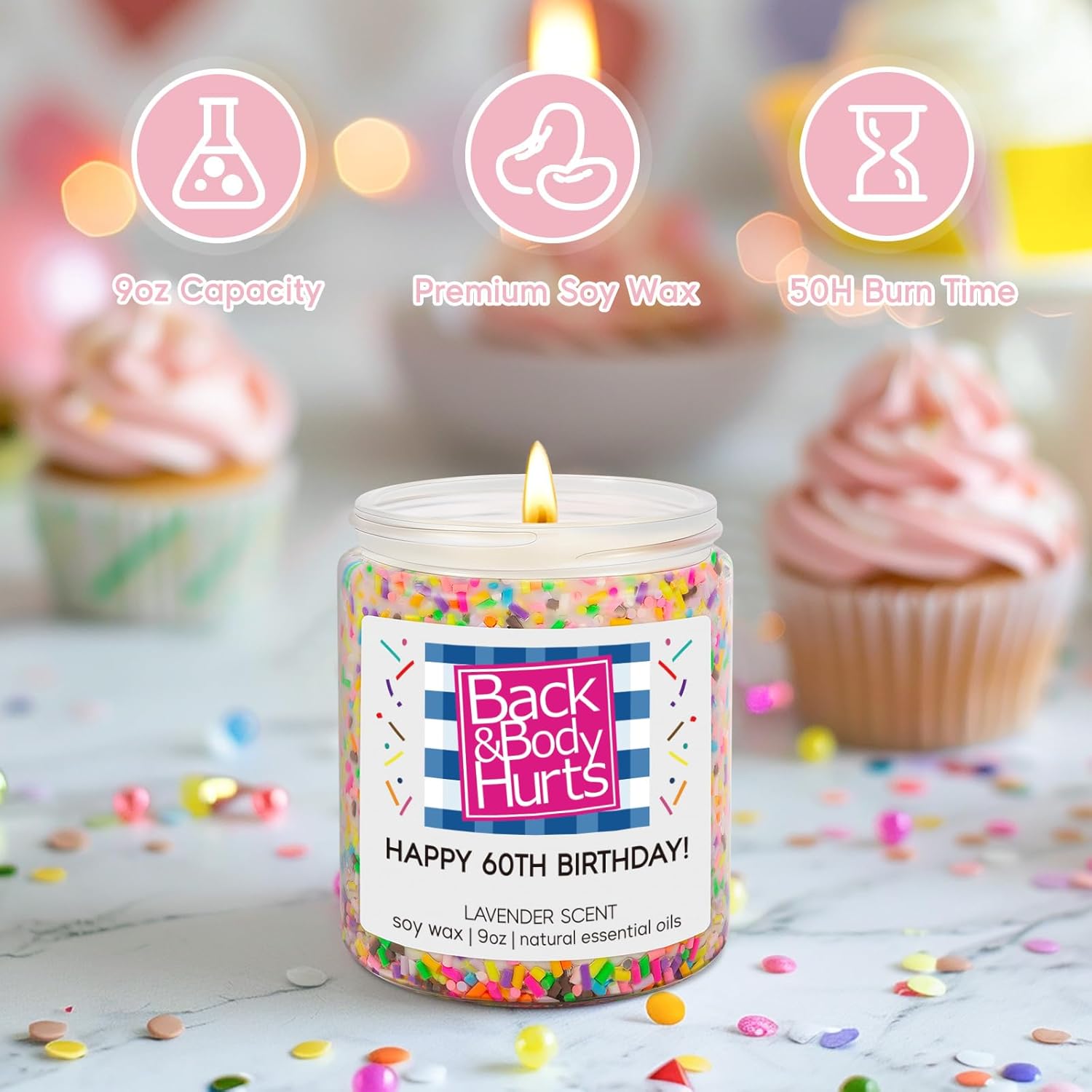 60Th Birthday Candles, 60Th Birthday Gifts For Women, Men - Funny Bday Gifts For 60 Year Old Woman - Funny Turning 60, Happy Bday Present Ideas For Sister, Friend, Mom, Wife, Boss, Lady