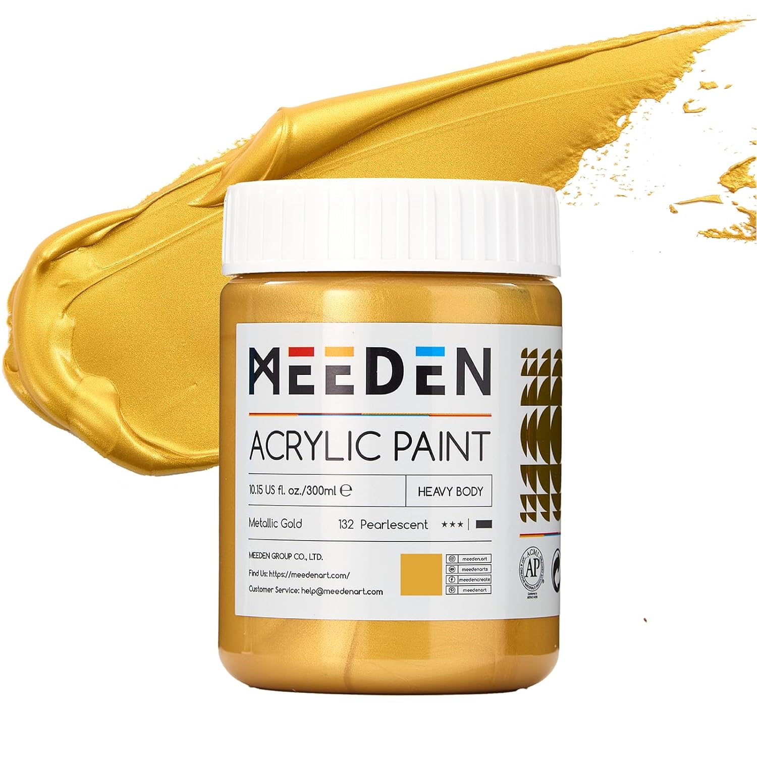 Metallic Gold Acrylic Paint: 10.1Oz / 300Ml Gold Leaf Paint For Adults Artists On Christmas Gift Decor - Gold Paints For Crafts Painting Furniture