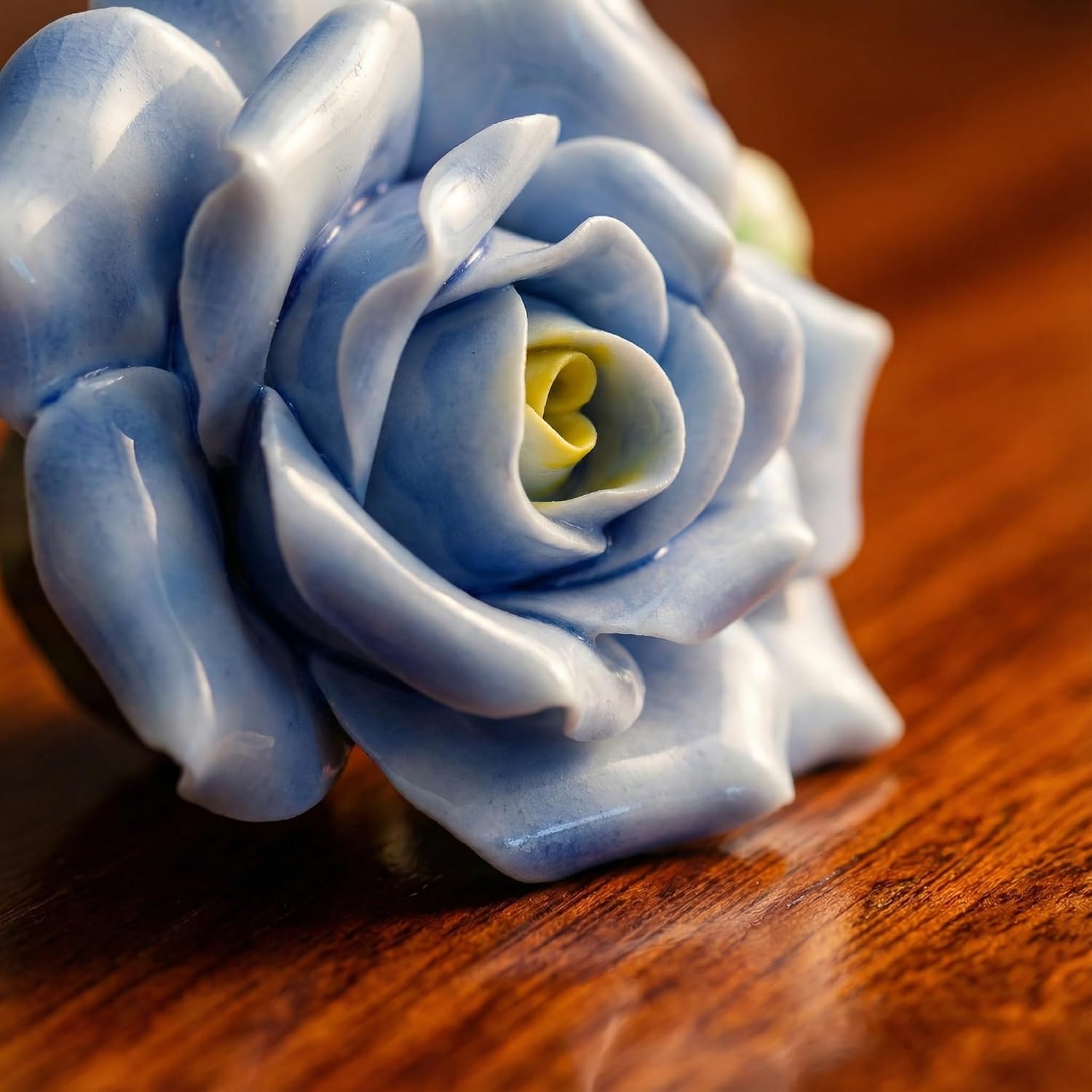 Hand-Made 3D Artificial Ceramic Flowers Desktop Decor Small Plant Potted,Exquisite Suitable For Outdoor/Indoor, Bedroom, Living Room And Office Decoration (3Inch) (Blue2)