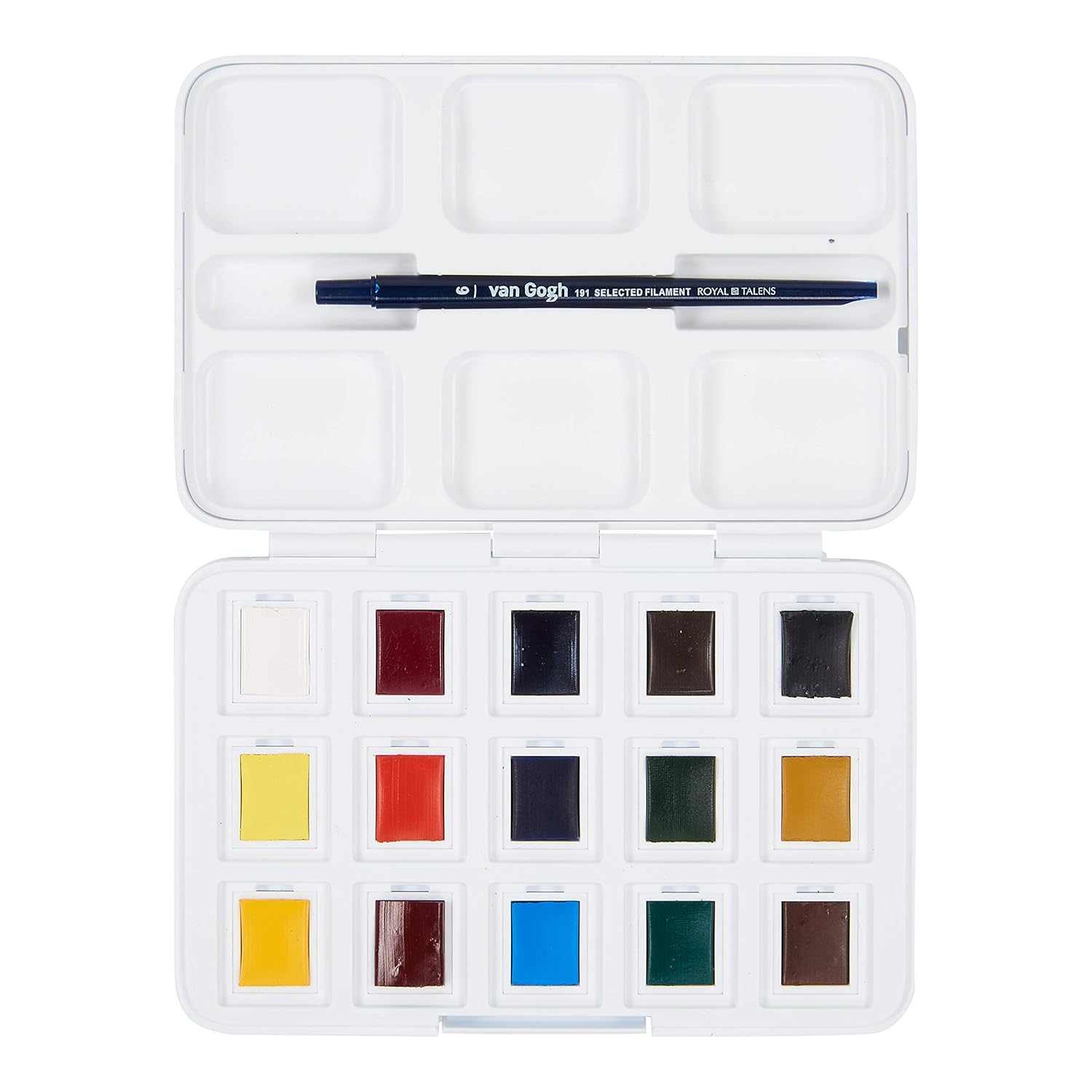 Watercolor Paint Set, Plastic Pocketbox, 12-Half Pan + 3-Half Pan Bonus General Selection