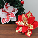 4 Pcs Large Christmas Flower Ornaments Tree Decorations,Christmas Poinsettia Artificial Christmas Flowers With Stems For Xmas Tree Wreath Garland Wedding Party Decor (White)