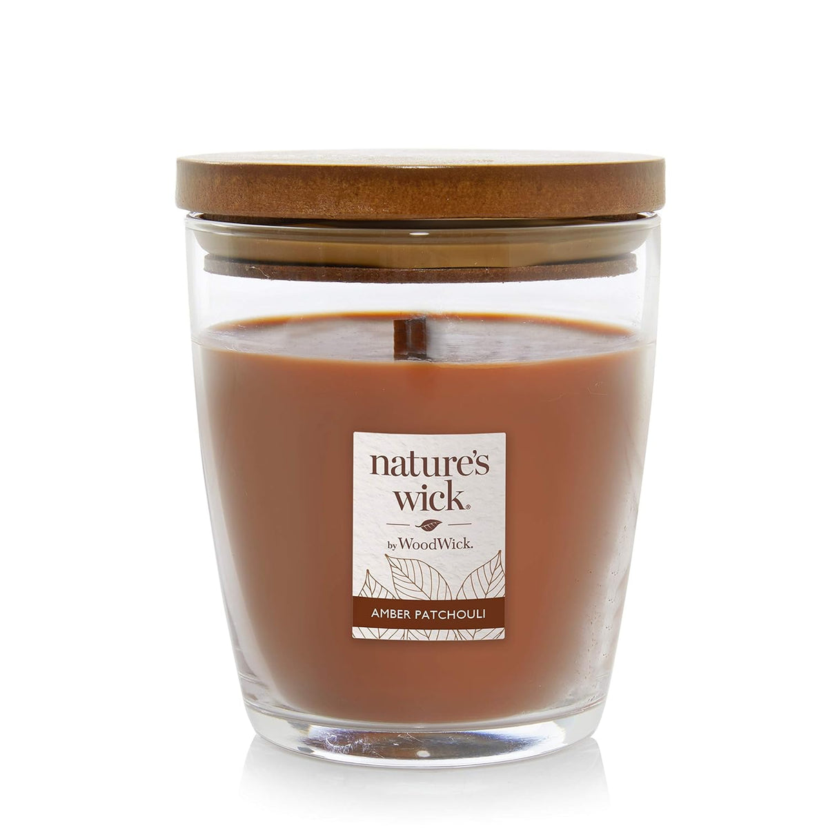 Woodwick Amber Patchouli Scented Candle, 10Oz With Wooden Lid, Crackles At It Burns