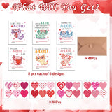 Valentines Cards For Kids Classroom, 48 Pack Axolotl Valentine'S Day Cards For Kids School, Cute Axolotl Valentine Exchange Card Bulk With Envelopes Stickers Gifts For Girls Boys