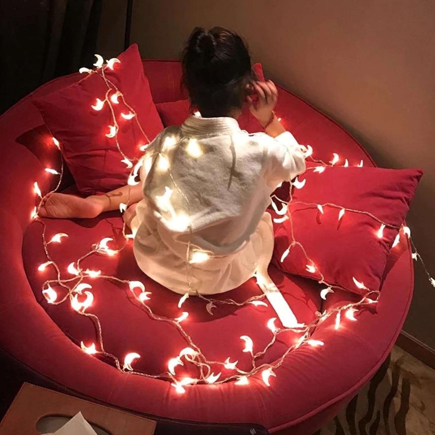 Moon String Lights Ramadan Decor, Outdoor Led String Lights 10Ft 20 Led Battery Operated Fairy Lights For Wedding Garden