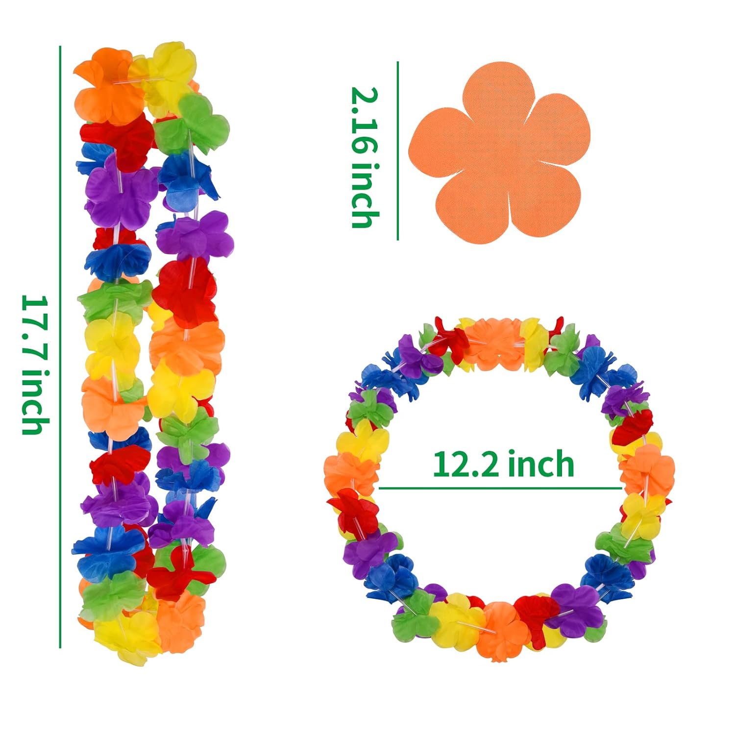 100 Pcs Hawaii Leis Colorful Flower Garland Hawaiian Luau Party Flowers Neck Loop, Rainbow Artificial Flowers Luau Leis Necklaces For Hula Leis Dance Lgbt Pride Party Favors (100, Rainbow)