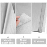 50 Sheets Silver Tissue Paper Bulk 20X14 Inch Metallic Gift Wrap Paper Gift Wrapping Accessory Wrap For Wedding Birthday Party Favor Decor Diy Fringes Shredded Fill Confetti (Silver)