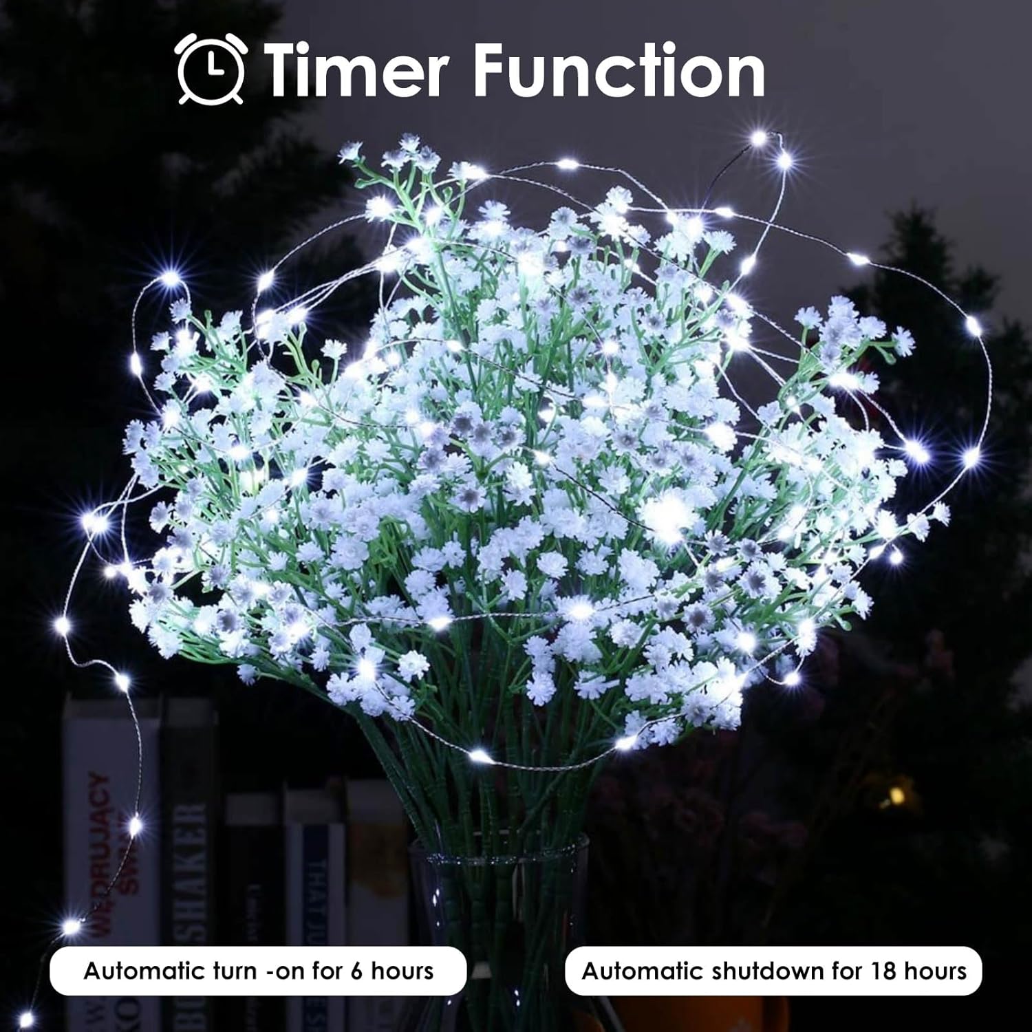 4-Pack Fairy Lights Battery Operated With Timer, Waterproof 16Ft 50 Led String Lights Indoor Outdoor, Cuttable Starry Fa