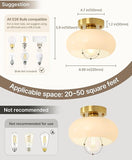 8.66 Inch Gold Milk Glass Ceiling Light Mid Century Modern Semi Flush Mount Fixture