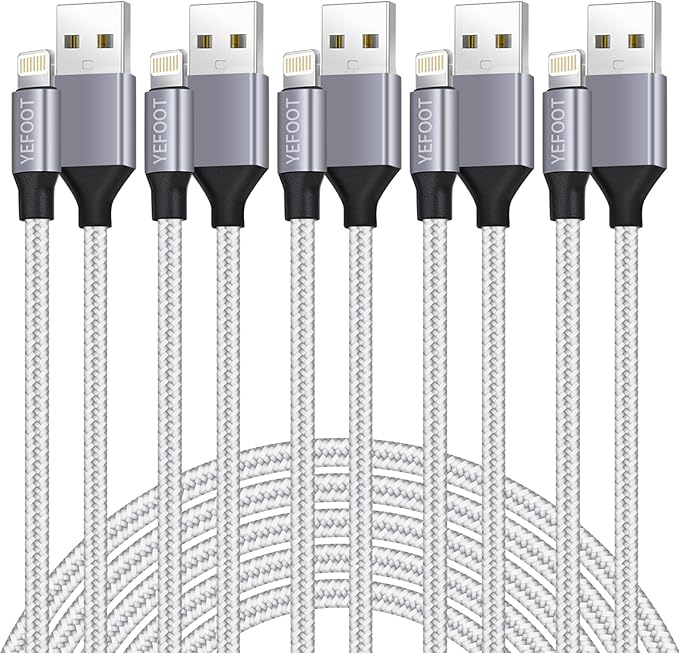 6 Pack MFi Certified Lightning Charging Cable Set 3FT 6FT 10FT Nylon Braided Fast Charger for iPhone iPad