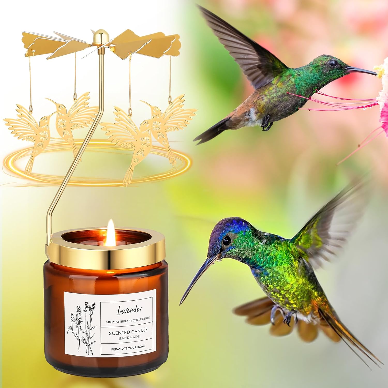 Hummingbird Gifts For Women, Rotatable Lavender Scented Candle Gifts For Mom Wife Anniversary Valentine'S Day, Unique Birthday Gift For Sister Girlfriend With Gift Box
