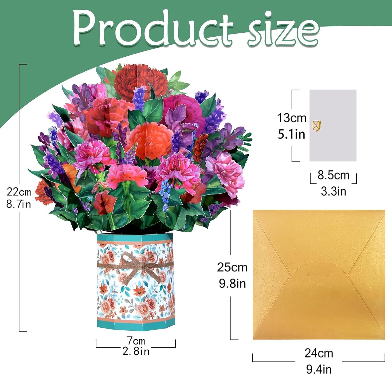 Carnation Pop Up Cards,Paper Flower Bouquet Greeting Cards With Blank Note Card & Envelope, Ideal Gift For Celebrating Love, Birthday, Anniversary, Special Moments, Valentine'S Day