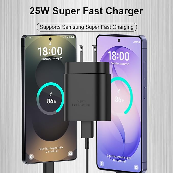 25W USB C Fast Charger with 10FT Cable for Samsung Galaxy S26 S25 S24 S23 S22 S21