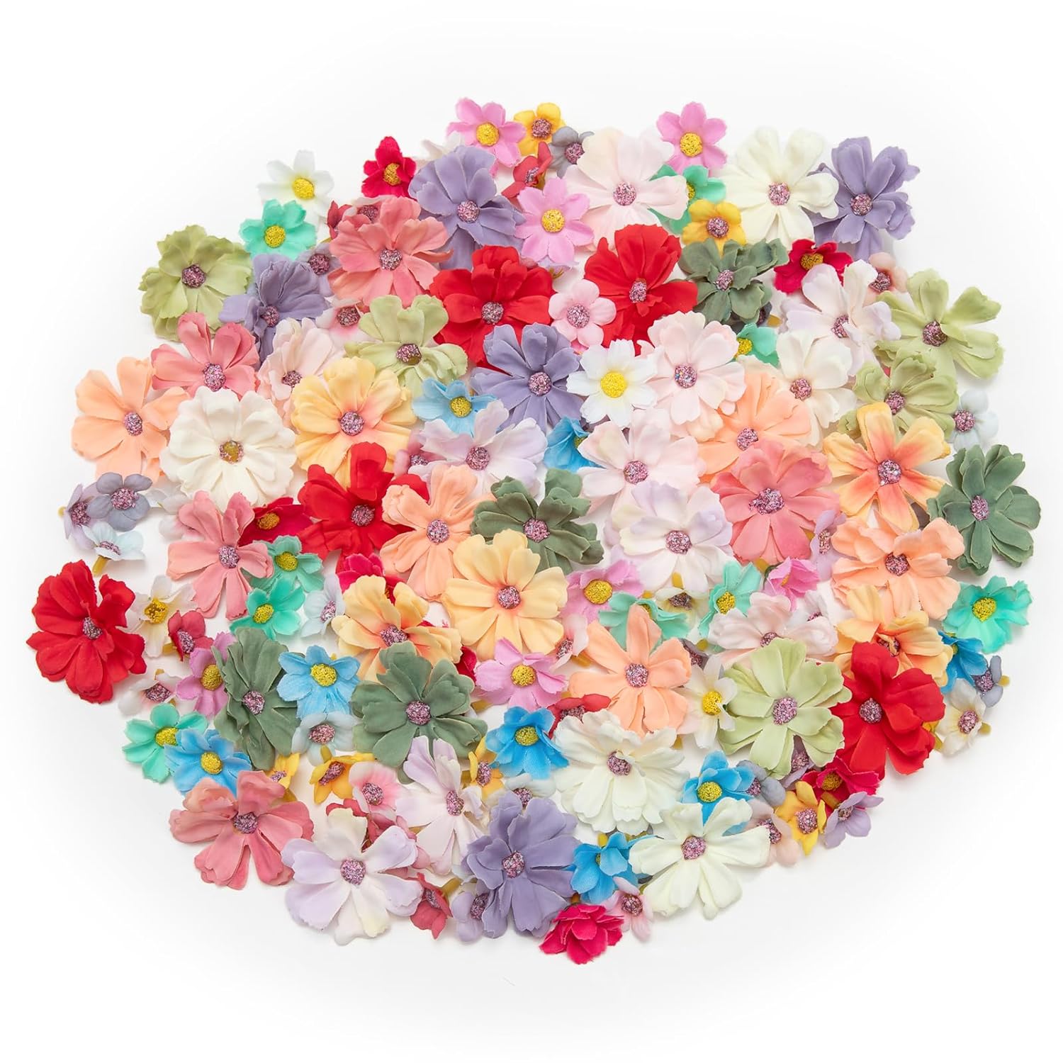200Pcs Mini Faux Flower Heads Artificial Flower Heads Small Silk Flower Fake Daisy Peony Flowers For Craft Garland Wedding Party Supply Home Decoration
