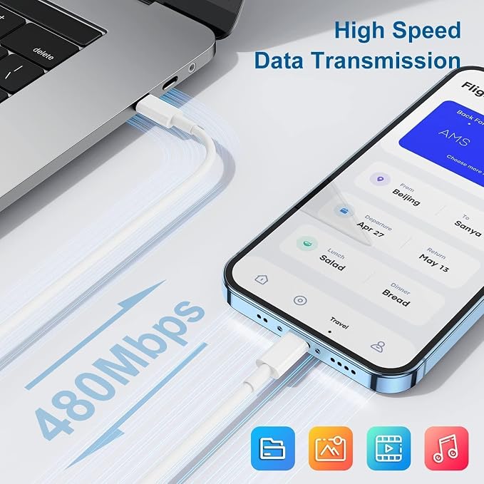 20W USB C Fast Charger with 10FT USB C to Lightning Cable for iPhone 14 13 12 11 iPad