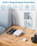 Surge Protector Power Strip 12 Outlets 6 USB Ports 3 USB C 5FT Flat Extension Cord 2100J White